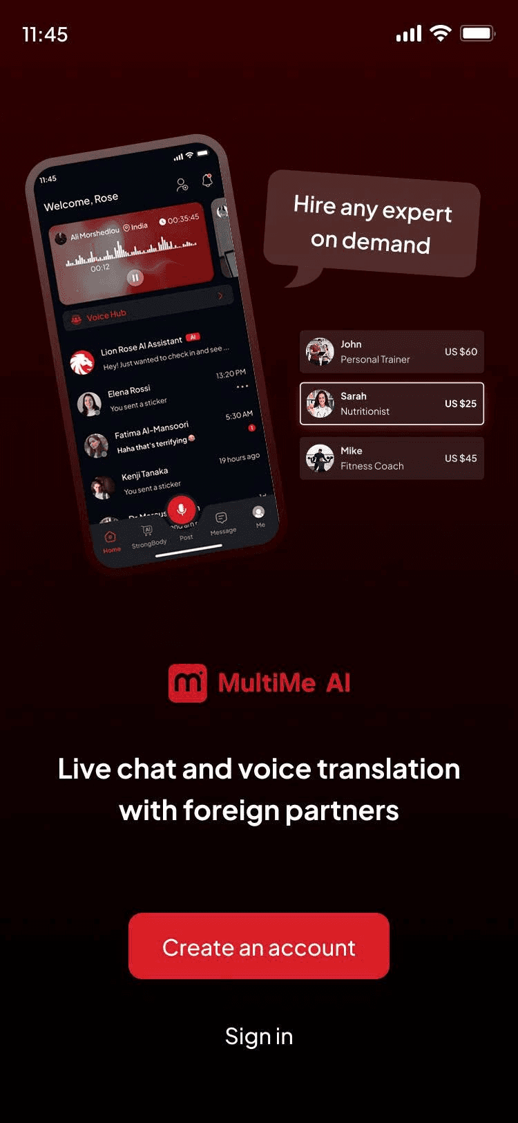 Screen ng onboarding ng MultiMe AI 2